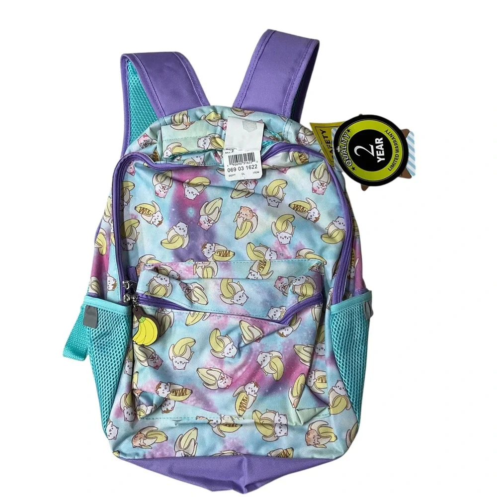 Crunchyroll Kids' Bananya Anime Cartoon Tabby Galaxy‎ Toss Print Backpack OS NWT